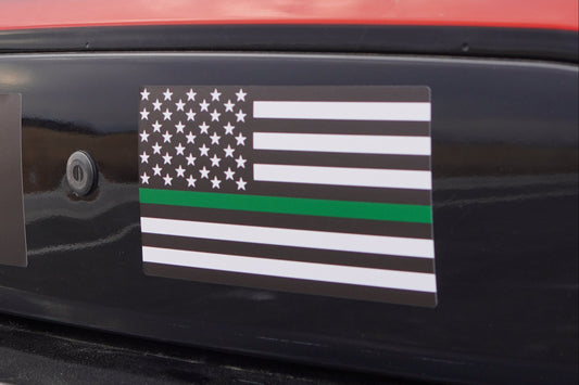 Green Line American Flag sticker