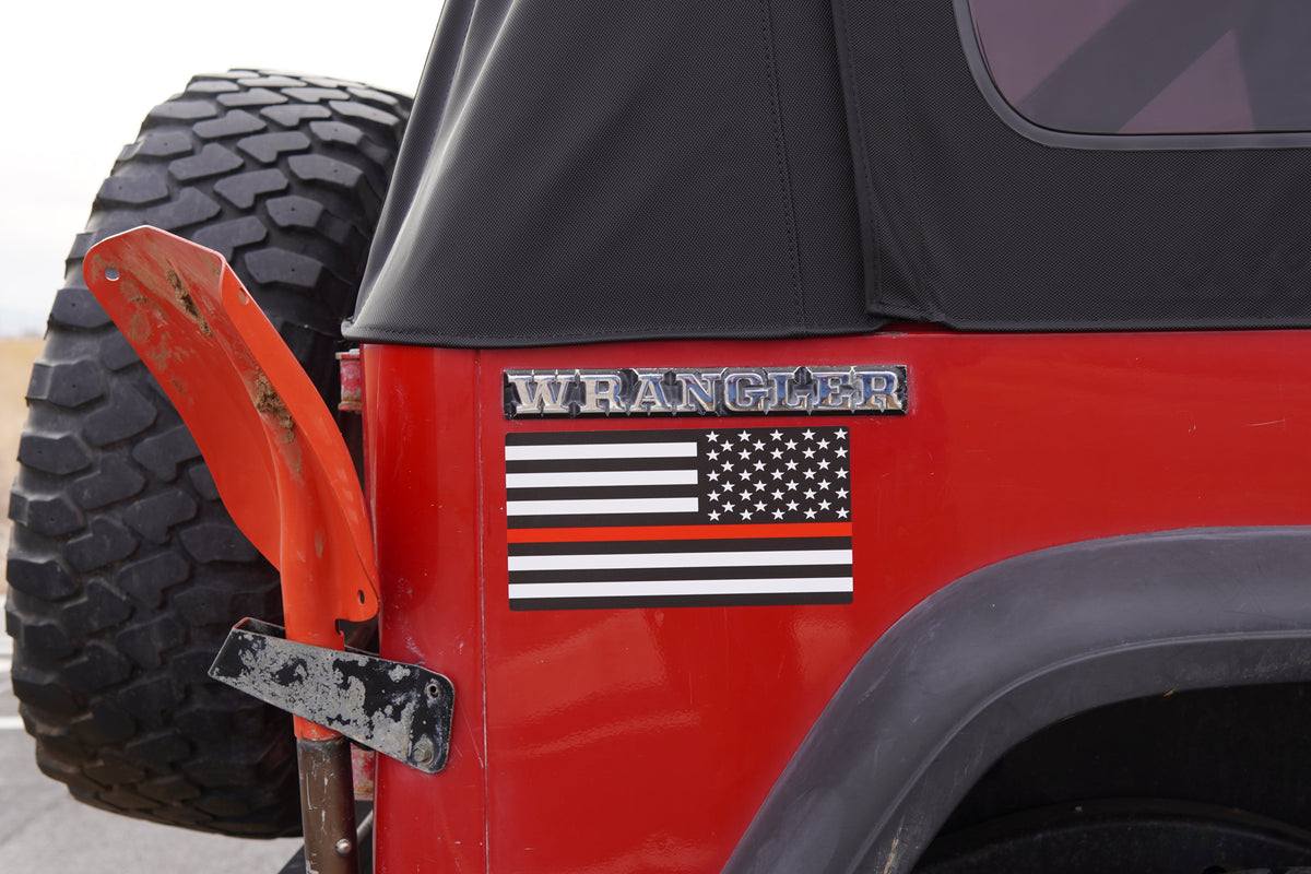 Multi Red Line Sticker Red Line American Flag Sticker – DEEZ PLATES