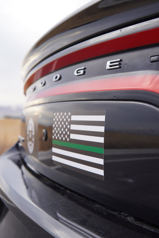 Green Line American Flag sticker